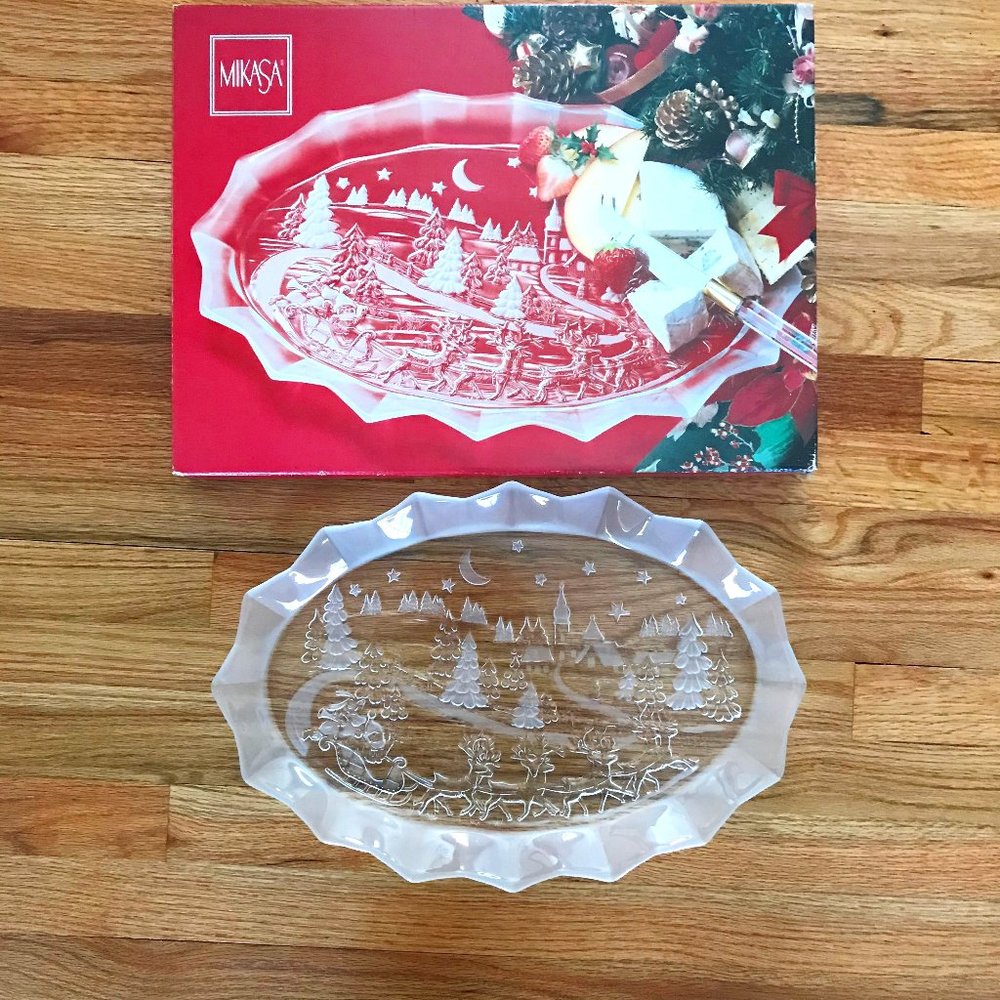 Mikasa 17” Oval Crystal Christmas Holiday Platter